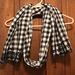 J. Crew Gingam Black and White Scarf